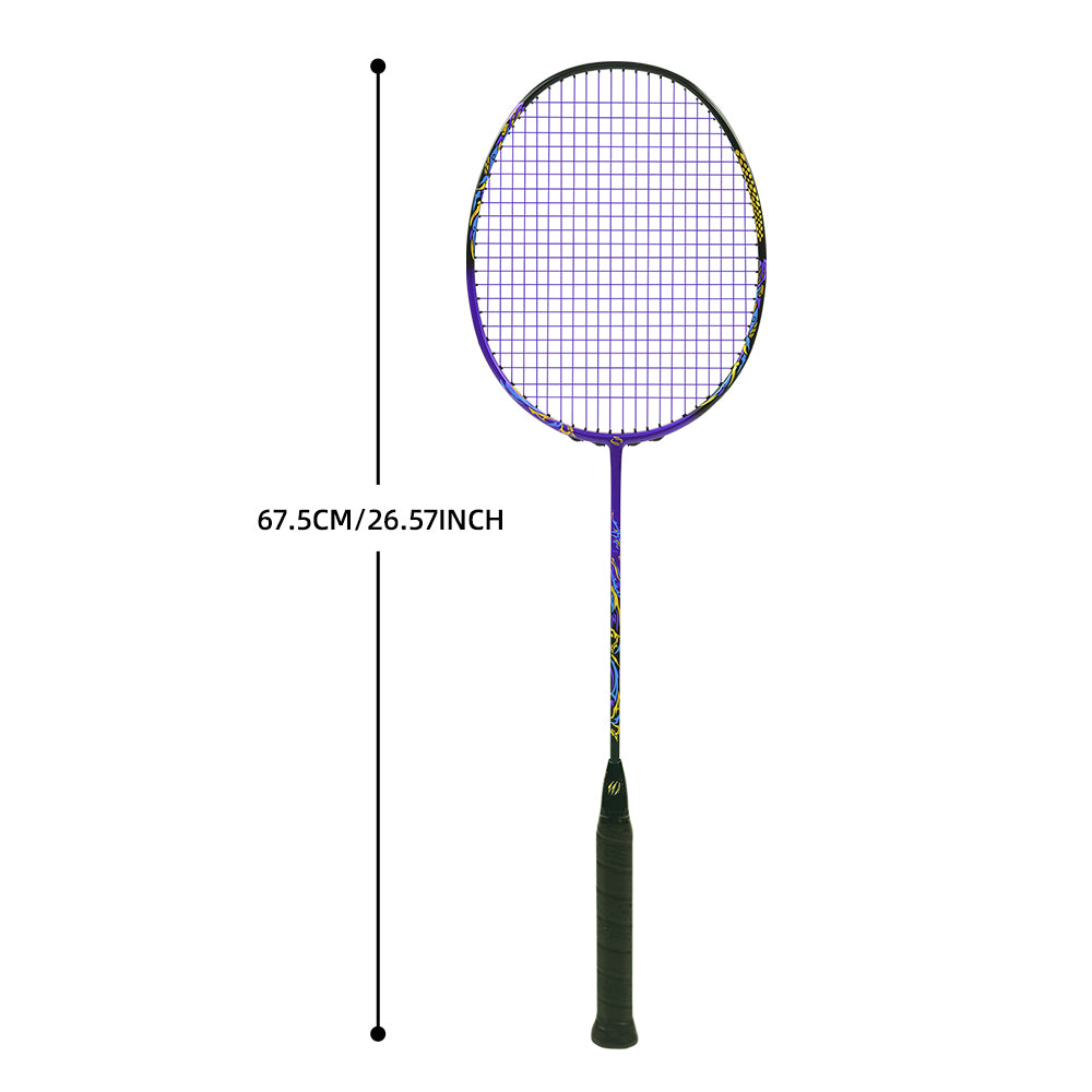 SALYWEE Dragon Lin SY906 Badminton Racket T800+40T Material 300mm Balance Point ≤32LBS Tension Purple Black Offensive Badminton Racquet