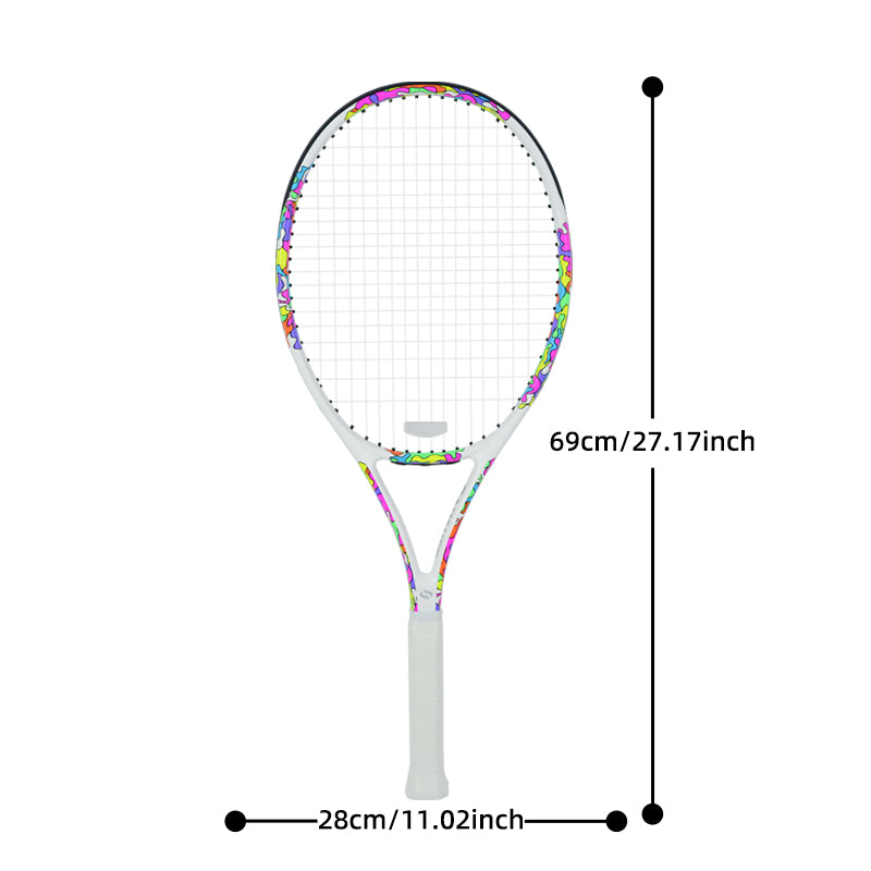 SALYWEE Doodle 2.0 Colorful Doodle Graphic Tennis Racket Pre‑Strung Ready To Play Carbon Tennis Racket for Adult Tennis Lovers