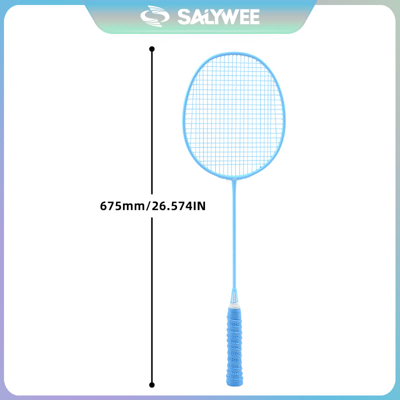 SALYWEE Candy 4U Carbon Fiber Badminton Racket, 3 Vivid Colors Blue / Green / Fluorescent Yellow, 22‑26LBS, Beginner & Amateur Recreation Use