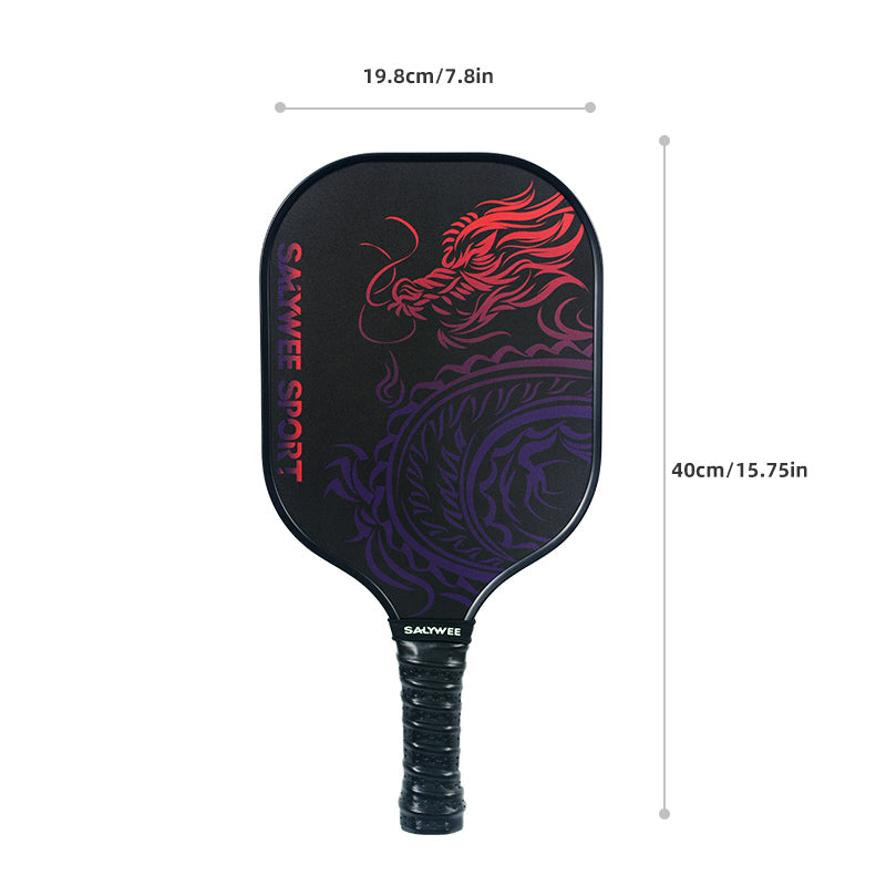 SALYWEE Dragon Print Pickleball Paddle 40×19.8cm Size 12mm Thickness 228±5g Unstrung Recreational Pickleball Racquet