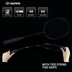 SALYWEE Bamboo Neutral Balance Full Carbon Badminton Racket Pre‑Strung 4U, 295±5mm Balance Point, 675±5mm Standard Length For All‑Round Play