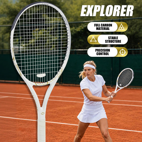 SALYWEE EXPLORER SY1119 Carbon Fiber Tennis Racket | 260g 102in² 16×19 Pre-Strung Adult Racquet