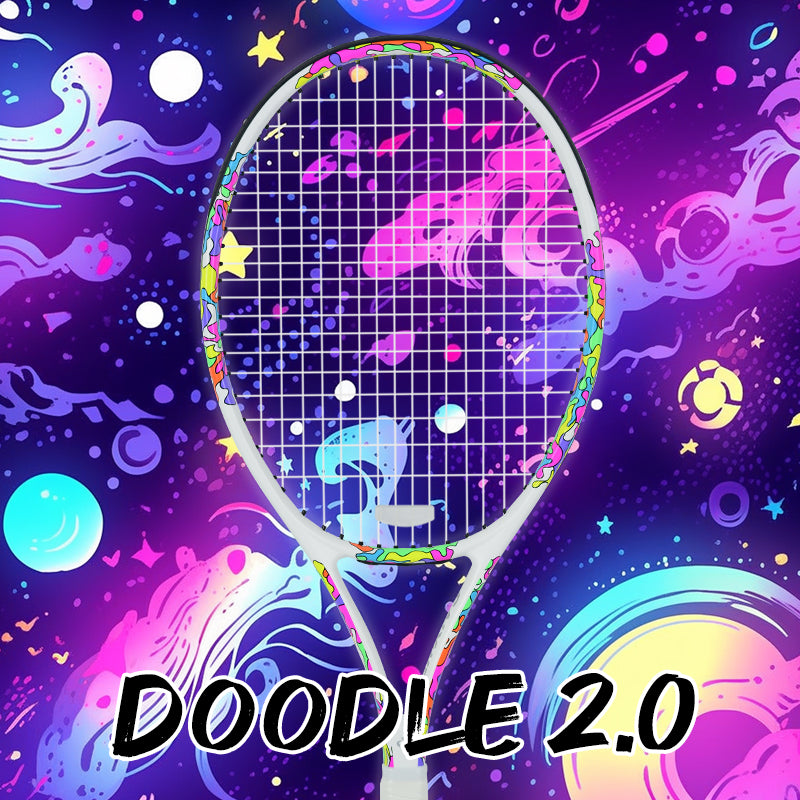 SALYWEE Doodle 2.0 Colorful Doodle Graphic Tennis Racket Pre‑Strung Ready To Play Carbon Tennis Racket for Adult Tennis Lovers