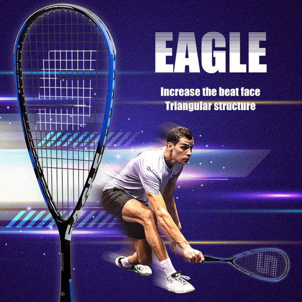 SALYWEE EAGLE Pro Squash Racket Full Carbon Fiber Pre-Strung Balanced Frame for Intermediate & Advanced Players