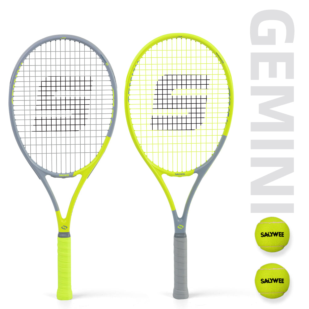 SALYWEE Gemini Composite Tennis Racket 69cm Length 330mm Balance Point 50-60LBS Tension Aluminum Carbon Frame Daily Practice Tennis Racket