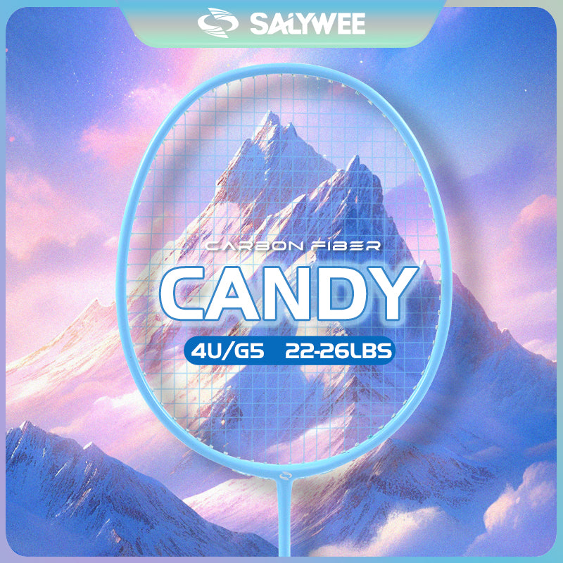 SALYWEE Candy 4U Carbon Fiber Badminton Racket, 3 Vivid Colors Blue / Green / Fluorescent Yellow, 22‑26LBS, Beginner & Amateur Recreation Use