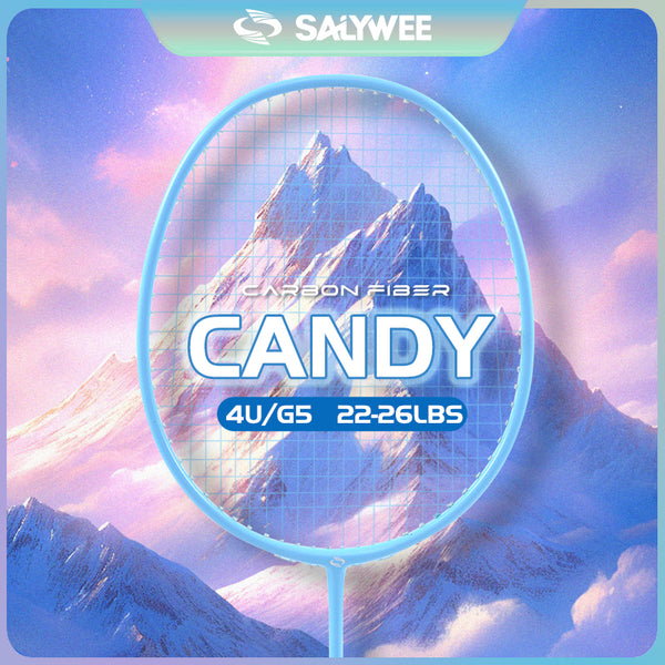 SALYWEE Candy 4U Carbon Fiber Badminton Racket, 3 Vivid Colors Blue / Green / Fluorescent Yellow, 22‑26LBS, Beginner & Amateur Recreation Use