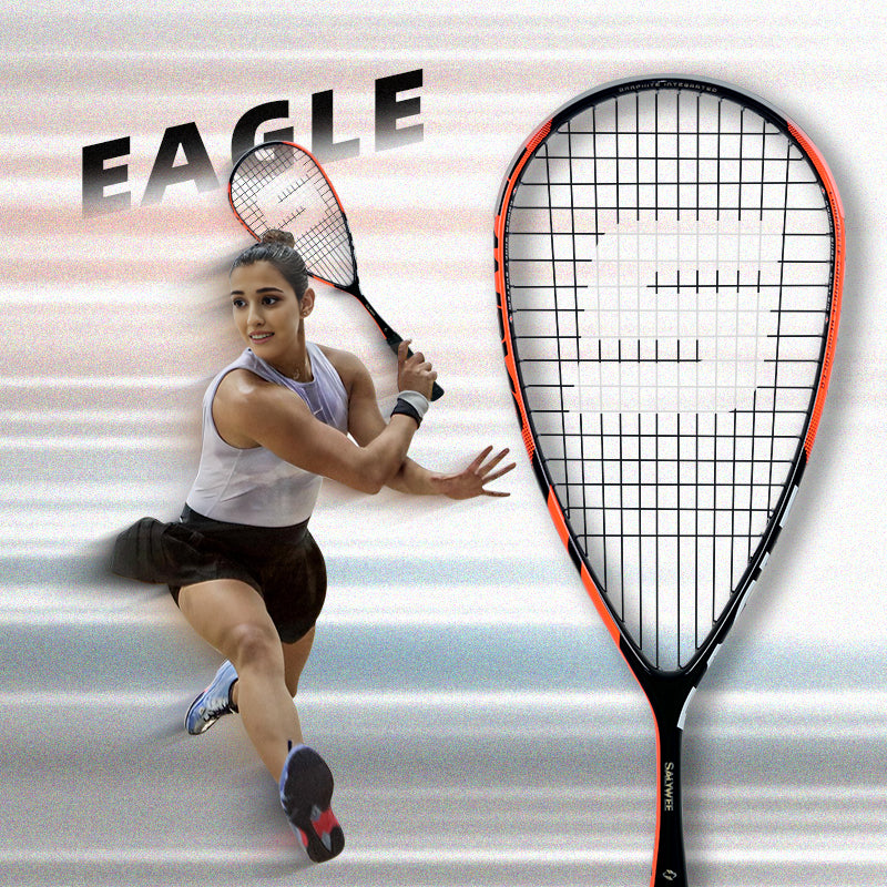 SALYWEE EAGLE Pro Squash Racket Full Carbon Fiber Pre-Strung Balanced Frame for Intermediate & Advanced Players