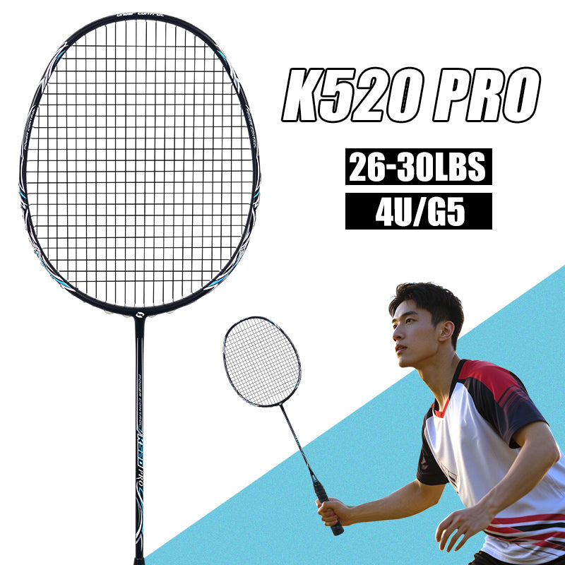 SALYWEE K520 PRO Speed‑Type Full Carbon Fiber Badminton Racket 4U, 26‑30LBS Tension, 295±5mm Balance Point, 675±5mm Length, White & Black Color Options