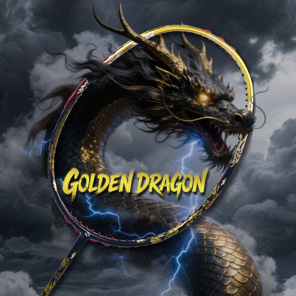 SALYWEE SY904 Golden Dragon Fire Phoenix Badminton Racket T800+30T Carbon Fabric 4U High Tension 26‑35LBS Powerful Smash Competitive Racket