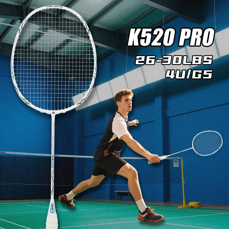 SALYWEE K520 PRO Speed‑Type Full Carbon Fiber Badminton Racket 4U, 26‑30LBS Tension, 295±5mm Balance Point, 675±5mm Length, White & Black Color Options