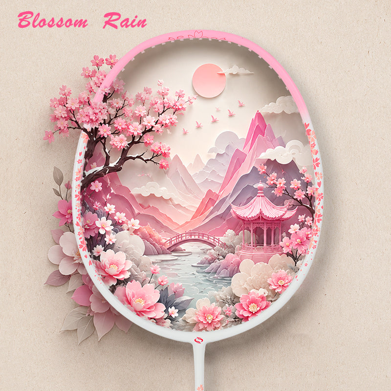 SALYWEE Blossom Rain SY905 Badminton Racket Composite Carbon 5U Light‑Weight Elegant Floral Frame Blue Purple Red Pink For Women Players