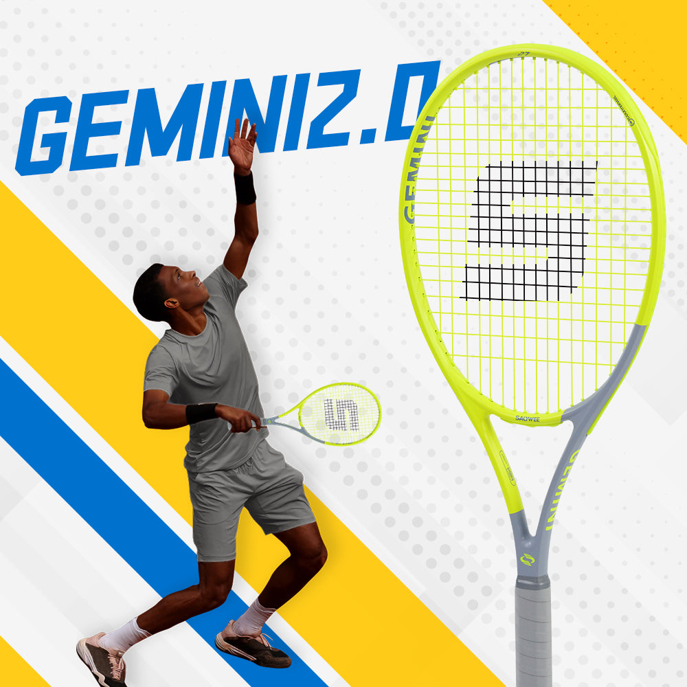 SALYWEE Gemini Composite Tennis Racket 69cm Length 330mm Balance Point 50-60LBS Tension Aluminum Carbon Frame Daily Practice Tennis Racket