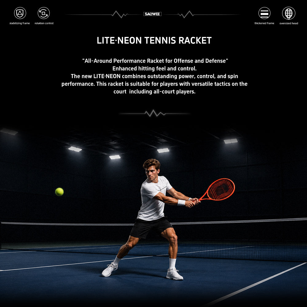 SALYWEE LITE·NEON SY1113 Gradient Fluorescent Orange Tennis Racket 16×19 String Pattern 330mm Balance Composite Carbon Tennis Racquet