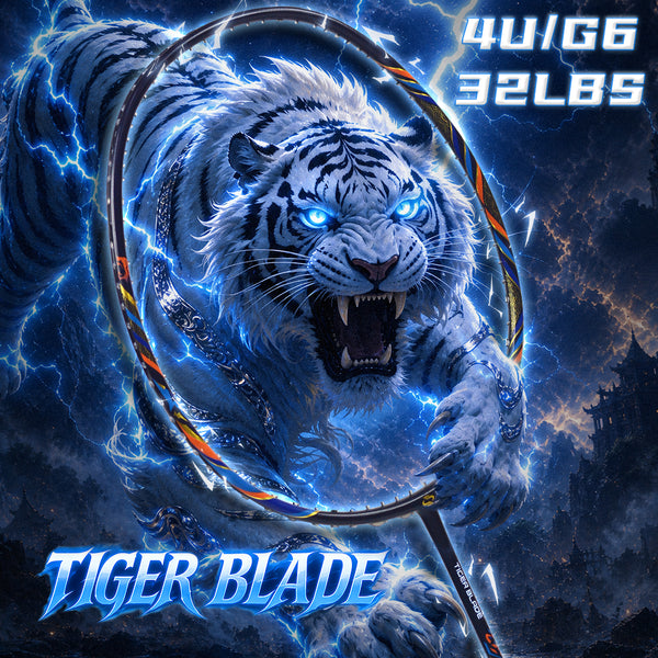 SALYWEE Tiger Blade SY908 T800 Carbon Fiber Badminton Racket 4U Offensive Type Max 32LBS Factory Pre‑Strung 26LBS 298±3mm Balance Blue‑White Color
