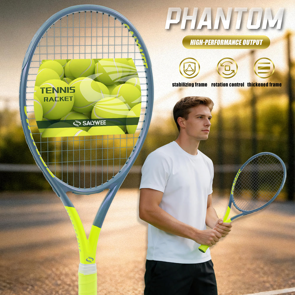 SALYWEE Phantom SY1112 Composite Carbon Fiber One-Piece Tennis Racquet 310g Unstrung 16×19 50-60LBS Recreational Tennis Racket