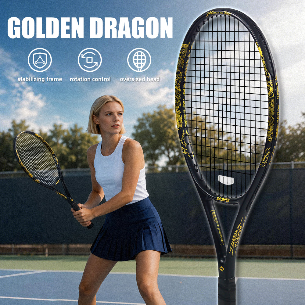 SALYWEE Golden Dragon SY1116 Tennis Racket | Carbon Fiber 280g 105in² 16×19 Pre-Strung Adult Racquet