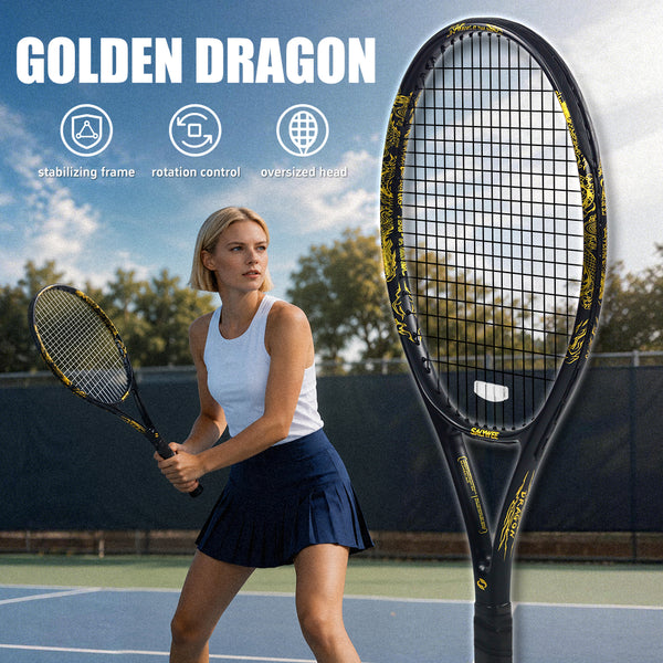 SALYWEE Golden Dragon SY1116 Tennis Racket | Carbon Fiber 280g 105in² 16×19 Pre-Strung Adult Racquet