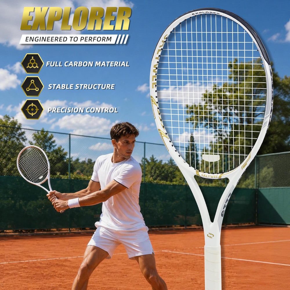 SALYWEE EXPLORER SY1119 Carbon Fiber Tennis Racket | 260g 102in² 16×19 Pre-Strung Adult Racquet