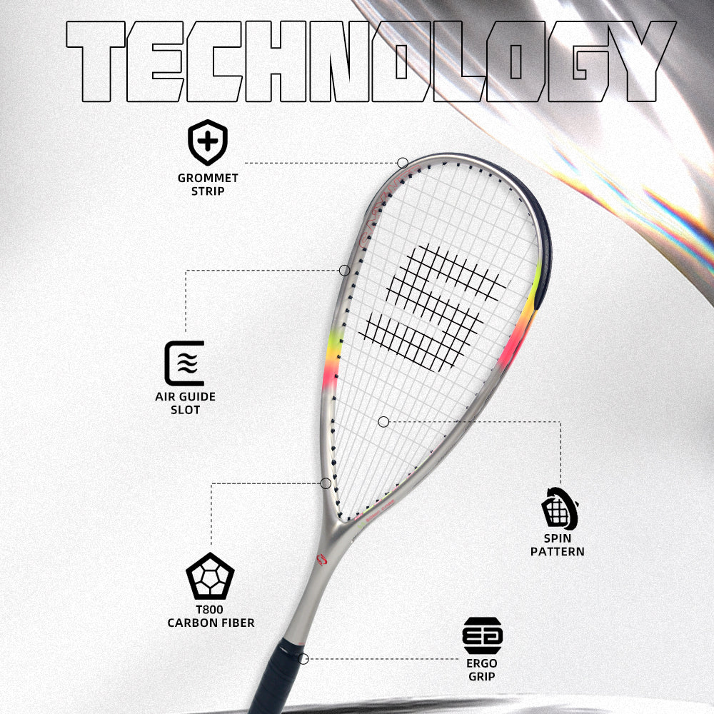 SALYWEE CK200 SY1025 Squash Racket T800 Carbon Fiber 139±5g Unstrung 360mm Balance Point Professional Training Squash Racket
