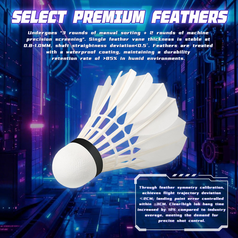 SALYWEE SY810 Natural Feather Shuttlecocks, Synthetic Fiber Composite Cork Head, 10 Pcs Per Tube, Durable For Daily Club Training