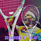 SALYWEE Doodle 2.0 Colorful Doodle Graphic Tennis Racket Pre‑Strung Ready To Play Carbon Tennis Racket for Adult Tennis Lovers