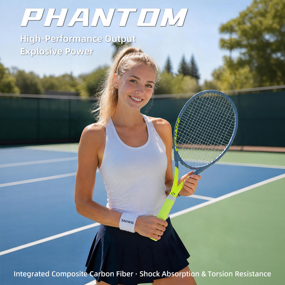 SALYWEE Phantom SY1112 Composite Carbon Fiber One-Piece Tennis Racquet 310g Unstrung 16×19 50-60LBS Recreational Tennis Racket