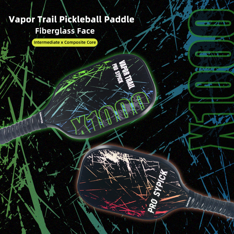 SALYWEE Vapor Trail X1000 Pickleball Paddle Fiberglass Surface 40×19.8cm 12mm Core Turquoise Orange-Red Pickleball Racket
