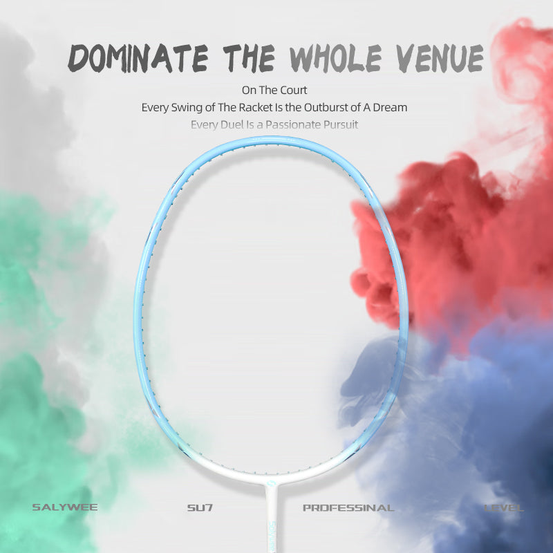 SALYWEE SU7 Pre‑Strung Full Carbon Badminton Racket 4U, 3‑Color Selection, 295±5MM Balance, Suitable For New Players And Hobby‑Level Enthusiasts