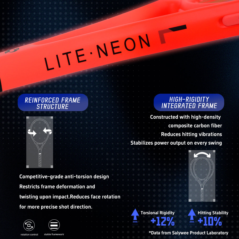 SALYWEE LITE·NEON SY1113 Gradient Fluorescent Orange Tennis Racket 16×19 String Pattern 330mm Balance Composite Carbon Tennis Racquet