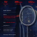 SALYWEE NOVA2.0 Offensive Badminton Racket 5U Ultra‑Light, T700+30T High‑Rigidity Carbon Fiber, 300±5mm Balance, 6.8mm Ultra‑Thin Shaft, 28‑32LBS, 76 String Holes