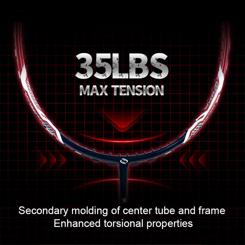 SALYWEE DARKNESS Full Carbon Fiber Badminton Racket 4U Offensive Specs, High‑Tension Tolerance ≤35LBS, Stable Frame For Pro‑Grade Hitting Performance