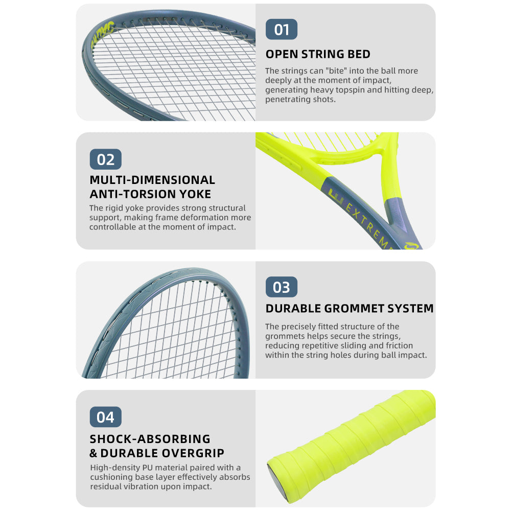 SALYWEE Phantom SY1112 Composite Carbon Fiber One-Piece Tennis Racquet 310g Unstrung 16×19 50-60LBS Recreational Tennis Racket