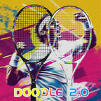 SALYWEE Doodle 2.0 Colorful Doodle Graphic Tennis Racket Pre‑Strung Ready To Play Carbon Tennis Racket for Adult Tennis Lovers