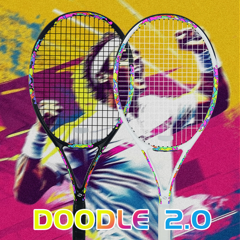 SALYWEE Doodle 2.0 Colorful Doodle Graphic Tennis Racket Pre‑Strung Ready To Play Carbon Tennis Racket for Adult Tennis Lovers