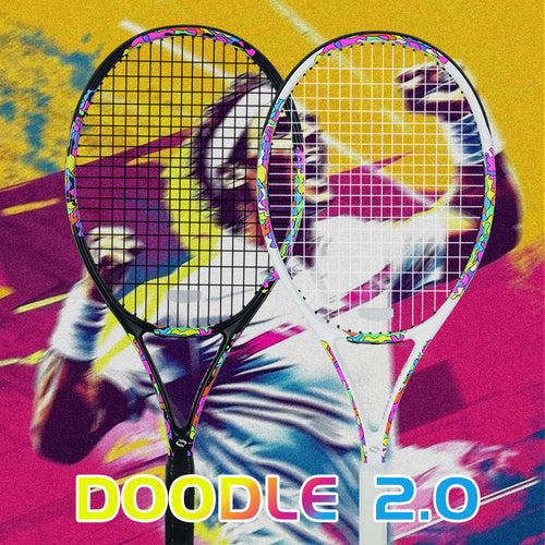 SALYWEE Doodle 2.0 Colorful Doodle Graphic Tennis Racket Pre‑Strung Ready To Play Carbon Tennis Racket for Adult Tennis Lovers