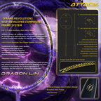SALYWEE Dragon Lin SY906 Badminton Racket T800+40T Material 300mm Balance Point ≤32LBS Tension Purple Black Offensive Badminton Racquet