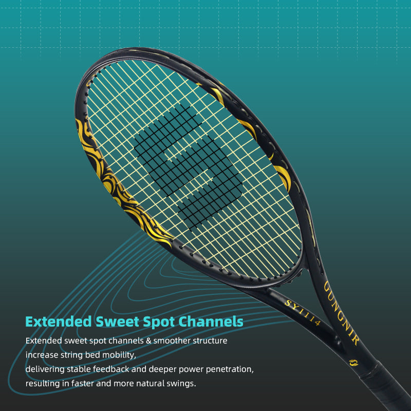 SALYWEE SY1114 Gungnir Mjolnir Pro Tennis Racket Full Carbon Frame Pre-Strung 102 sq.in for Recreational & Intermediate Players