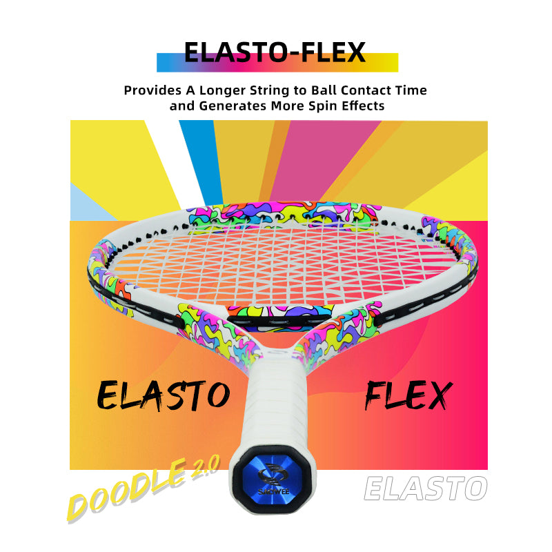 SALYWEE Doodle 2.0 Colorful Doodle Graphic Tennis Racket Pre‑Strung Ready To Play Carbon Tennis Racket for Adult Tennis Lovers