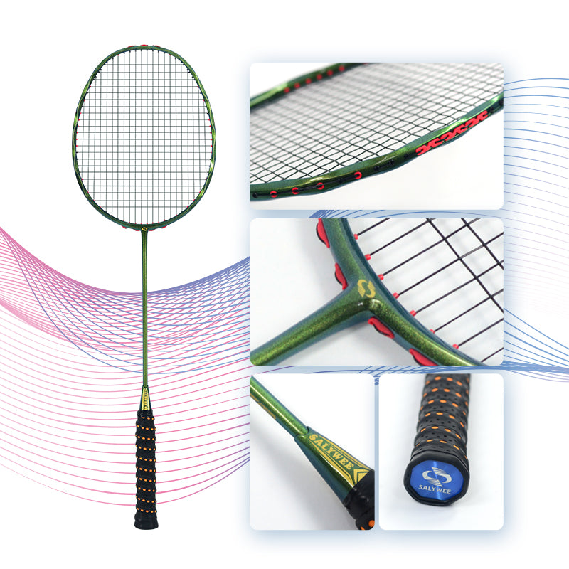 SALYWEE TWIST SY909 Pre‑Strung Full Carbon Fiber Badminton Racket 75±5g, 290±5MM Balance, 675±5MM Length for Daily Training & Competition