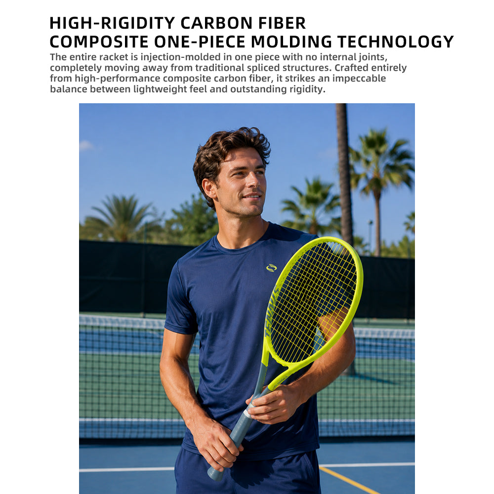 SALYWEE Phantom SY1112 Composite Carbon Fiber One-Piece Tennis Racquet 310g Unstrung 16×19 50-60LBS Recreational Tennis Racket