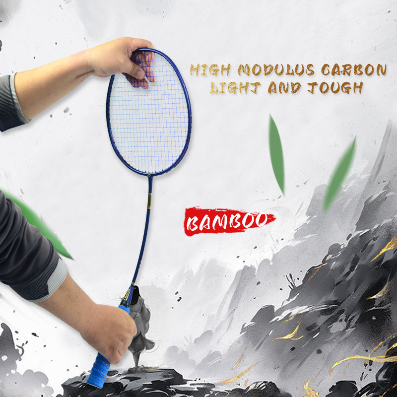 SALYWEE Bamboo Neutral Balance Full Carbon Badminton Racket Pre‑Strung 4U, 295±5mm Balance Point, 675±5mm Standard Length For All‑Round Play