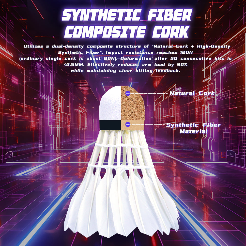 SALYWEE SY810 Natural Feather Shuttlecocks, Synthetic Fiber Composite Cork Head, 10 Pcs Per Tube, Durable For Daily Club Training