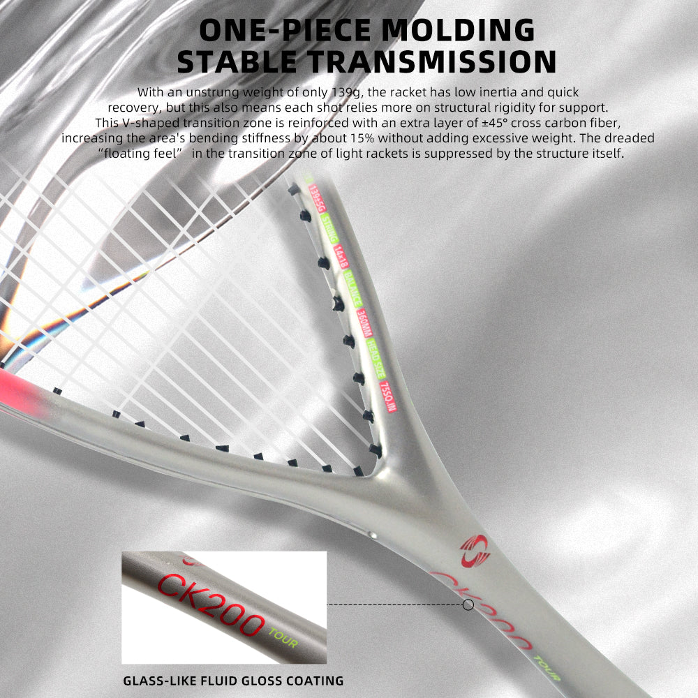SALYWEE CK200 SY1025 Squash Racket T800 Carbon Fiber 139±5g Unstrung 360mm Balance Point Professional Training Squash Racket