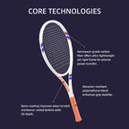 SALYWEE POWER 2.0 & POWER 100 Carbon Composite Tennis Racket | 285g 16×19 Pre-Strung Adult Racquet