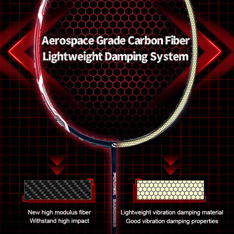 SALYWEE DARKNESS Full Carbon Fiber Badminton Racket 4U Offensive Specs, High‑Tension Tolerance ≤35LBS, Stable Frame For Pro‑Grade Hitting Performance