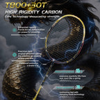SALYWEE SY904 Golden Dragon Fire Phoenix Badminton Racket T800+30T Carbon Fabric 4U High Tension 26‑35LBS Powerful Smash Competitive Racket