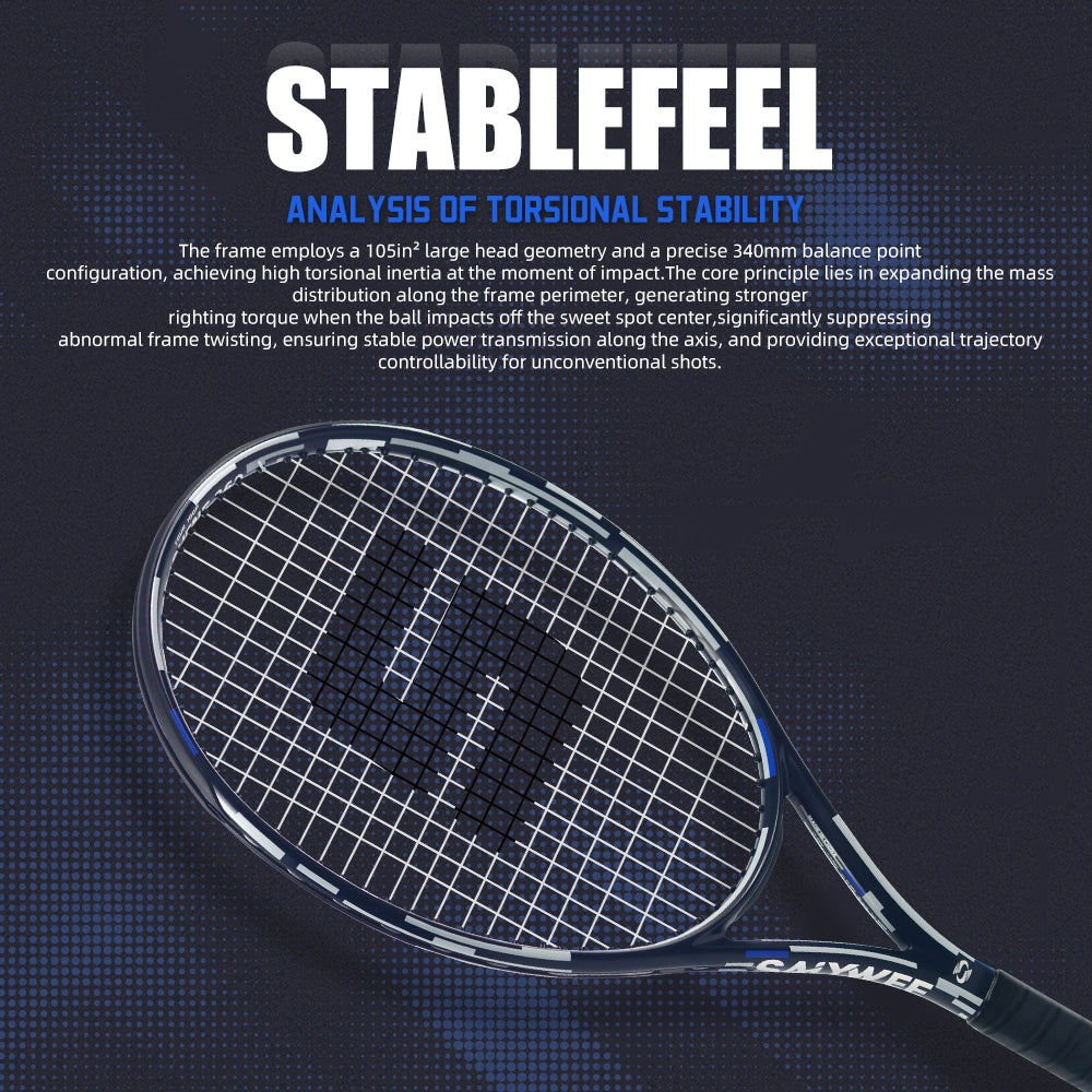 SALYWEE UNI360 Tennis Racket T800 Carbon Fiber 105in² Head 16×19 String Pattern Stable Control for Intermediate Adult Players