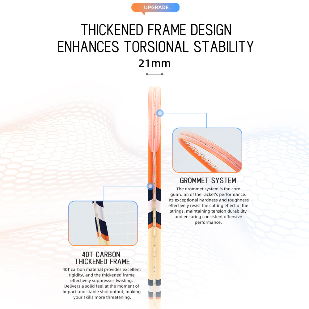 SALYWEE SKY.X SY1027 Squash Racket 40T Carbon Fiber 508cm² Head Size 370mm Balance Point 690mm Length Competition Squash Racquet