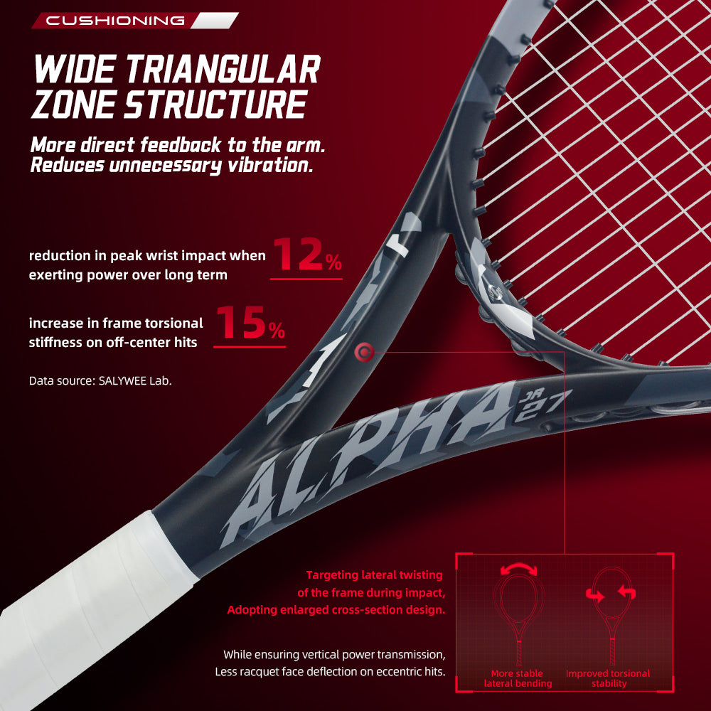 SALYWEE ALPHA SY1111 Tennisschläger Vollcarbon 273g unbesaitet 16×19 Saitenbild 50-60LBS Spannung Freizeitschläger